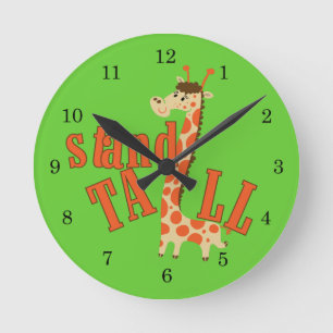 Giraffe Stand Tall Runde Wanduhr
