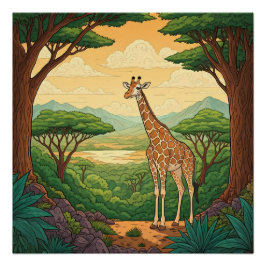 Giraffe stehend in einer Wildnis Poster