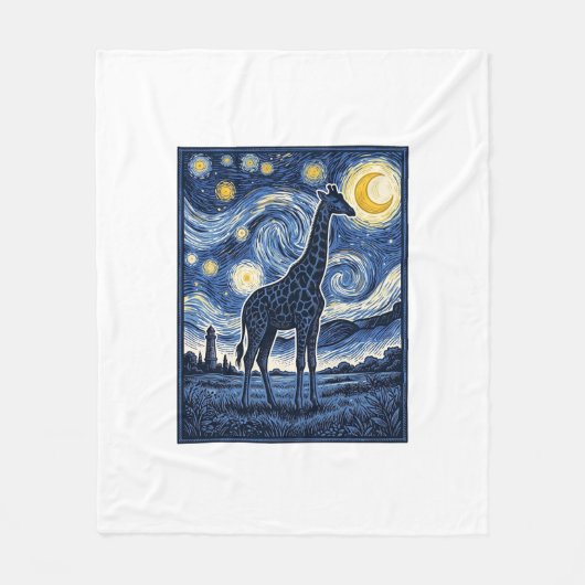 Giraffe Sternennacht Vintage Fleecedecke (Vorderseite)