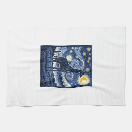 Giraffe Sternennacht Vintage Geschirrtuch (Horizontal)