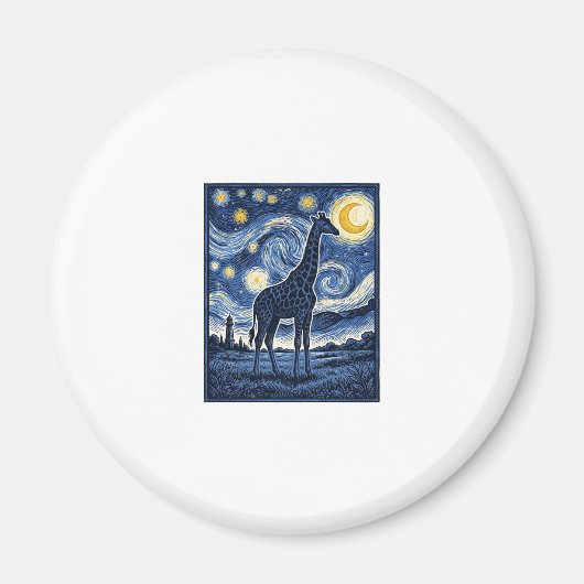 Giraffe Sternennacht Vintage Magnet (Vorne)