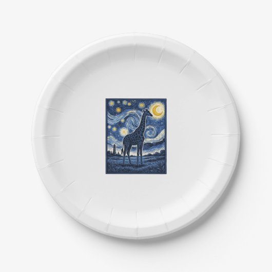Giraffe Sternennacht Vintage Pappteller (Vorderseite)