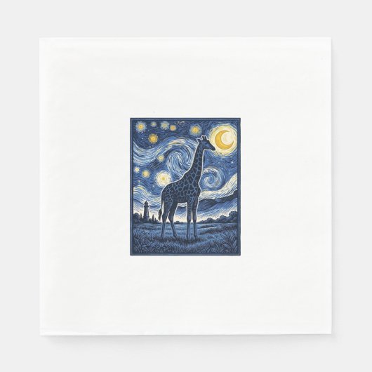 Giraffe Sternennacht Vintage Serviette (Vorderseite)
