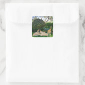 Giraffe-Story-Buchzeit, Quadratischer Aufkleber (Tasche)