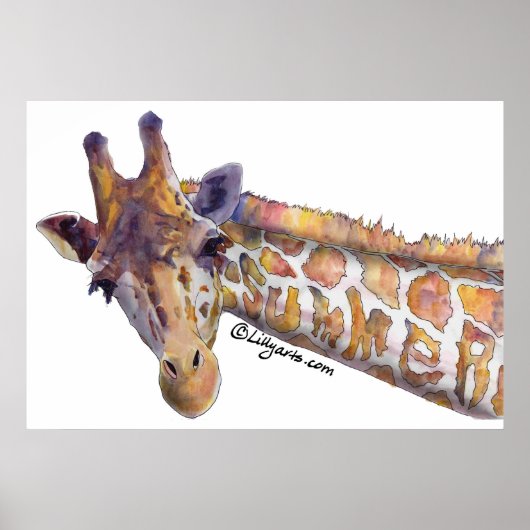 Giraffe Summer Watercolor Poster Print (Vorne)