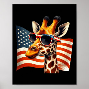 Giraffe Sungles American Flag Patriotic 4. Juli Poster