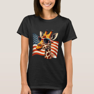 Giraffe Sungles American Flag Patriotic 4. Juli T-Shirt