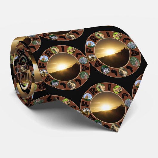 Giraffe Sunset Africa Circle Neck Tie Krawatte (Gerollt)
