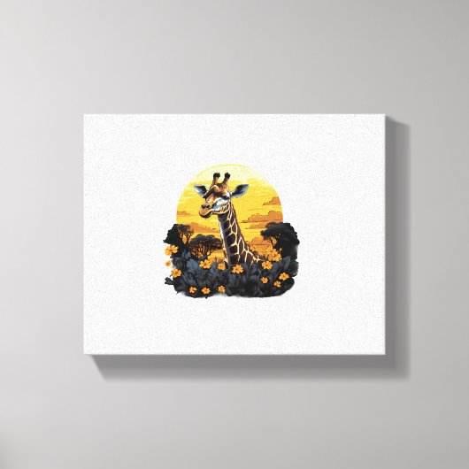 Giraffe Sunset Flora und Fauna Leinwanddruck (Vorderseite)