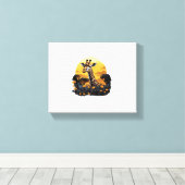 Giraffe Sunset Flora und Fauna Leinwanddruck (Insitu (Holzboden))