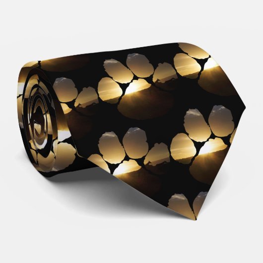 Giraffe Sunset Footprint Neck Tie Krawatte (Gerollt)