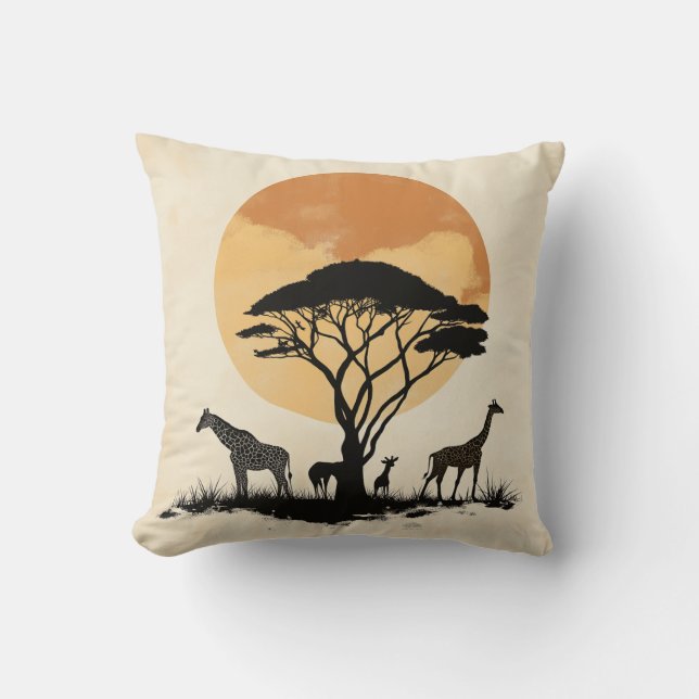 Giraffe Sunset Safari Pillow Kissen (Vorderseite)