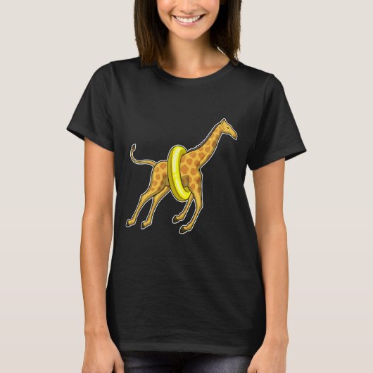 Giraffe Swimming Lifebuoy T-Shirt (Vorderseite)