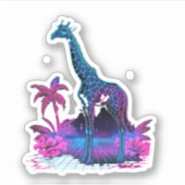 Giraffe Synthwave Vaporwave Art Aufkleber (Vorderseite)