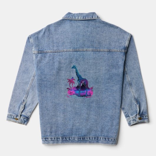 Giraffe Synthwave Vaporwave Art Jeansjacke (Rückseite)