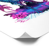 Giraffe Synthwave Vaporwave Art Poster (Ecke)