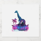Giraffe Synthwave Vaporwave Art Schaumweinetikett (Einzelnes Label)