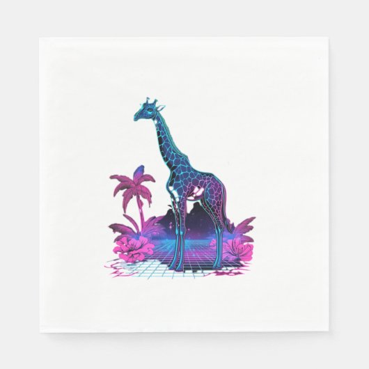 Giraffe Synthwave Vaporwave Art Serviette (Vorderseite)
