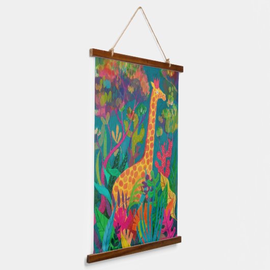 Giraffe Tapestry Wandteppich Mit Holzrahmen (Gewinkelt)