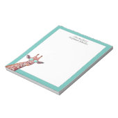 Giraffe Teal Monogram From the Desk of Template Notizblock (Rotiert)