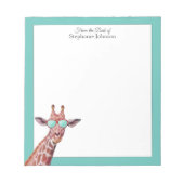 Giraffe Teal Monogram From the Desk of Template Notizblock (Vorderseite)