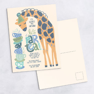 Giraffe Tee Party Kindergeburtstag Party Einladung Postkarte