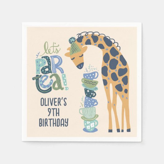 Giraffe Tee Party Kindergeburtstag Party Serviette (Vorderseite)
