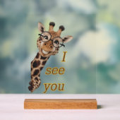 Giraffe.Text.Ich sehe dich Acrylschild (Neutral)