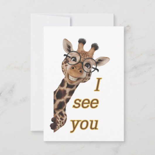 Giraffe.Text.Ich sehe dich Dankeskarte (Vorderseite)
