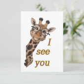 Giraffe.Text.Ich sehe dich Dankeskarte (Stehend Vorderseite)