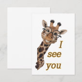 Giraffe.Text.Ich sehe dich Dankeskarte (Vorne/Hinten)