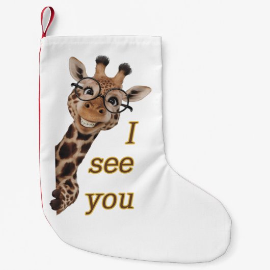 Giraffe.Text.Ich sehe dich Kleiner Weihnachtsstrumpf (Vorderseite)