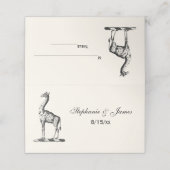 Giraffe Theme Escort Card Platzkarte Elfenbein (Außenseite Aufgefaltet)