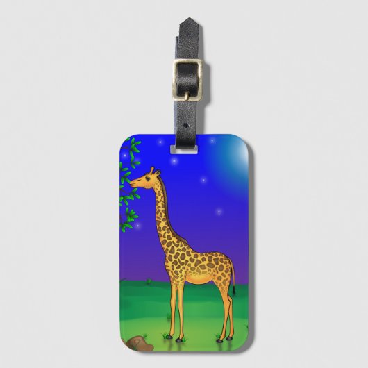 Giraffe Themed Gepäckmarke Gepäckanhänger (Vorderseite Vertikal)