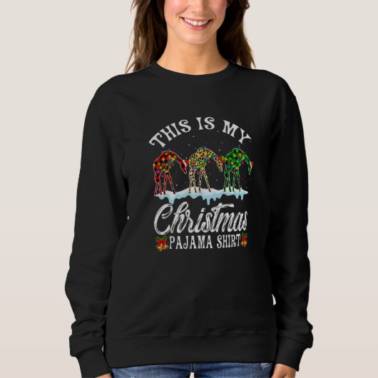 Giraffe  This Is My Christmas Lights Pajama Xmas Sweatshirt (Vorderseite)