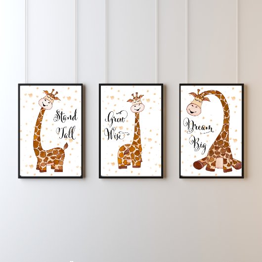 Giraffe Three Print Set Kinderzimmer Kinder Kunst