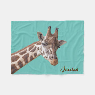 Giraffe Tier auf Aquamarine Personalisierte Bezeic Fleecedecke