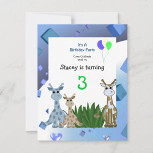 Giraffe-Tier-Geburtstagseinladung Einladung