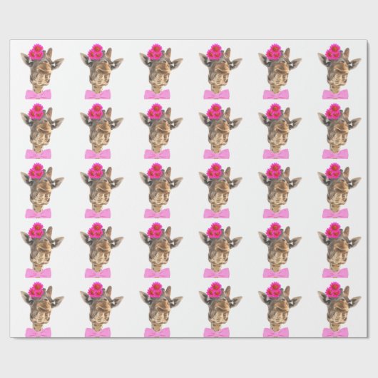 Giraffe Tier komisch niedliche Wasserfarbe Geschenkpapier (Flach)