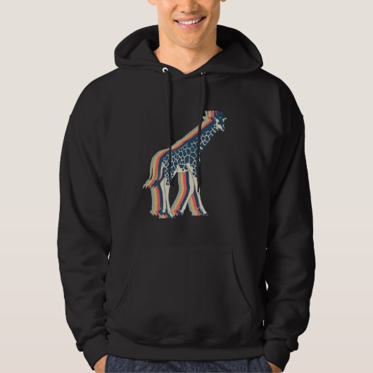 Giraffe Tier Retro-Linienkunst Hoodie (Vorderseite)