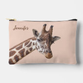 Giraffe Tierportrait Foto Personalisierter Name Zubehörtasche (Vorderseite)
