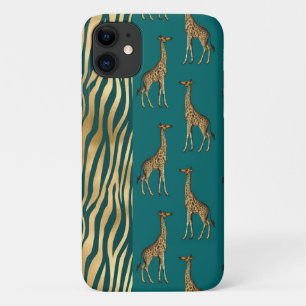 Giraffe & Tiger Print Gold Aquamariner Hübscher Ch Case-Mate iPhone Hülle