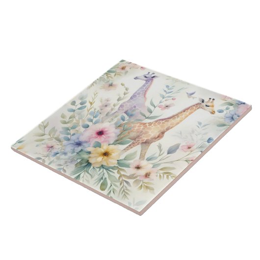 Giraffe-Tile-Design mit floralen Akzenten Fliese (Seite)