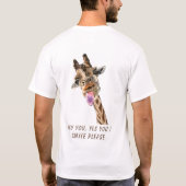 Giraffe Tongue Out and Playful Wink - Dein Text T-Shirt (Rückseite)
