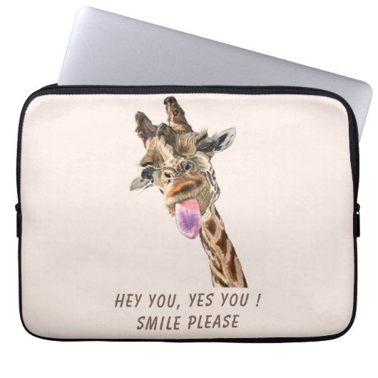 Giraffe Tongue Out Laptop Sleeve Geschenk Spaß (Vorderseite)