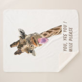 Giraffe Tongue Out Playful Sherpa Blanket Sherpadecke (Vorderseite (Horizontal))