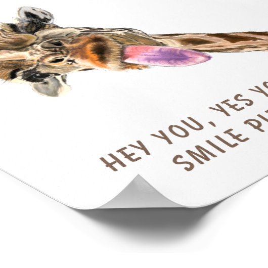 Giraffe Tongue Out Poster - Lächeln (Ecke)