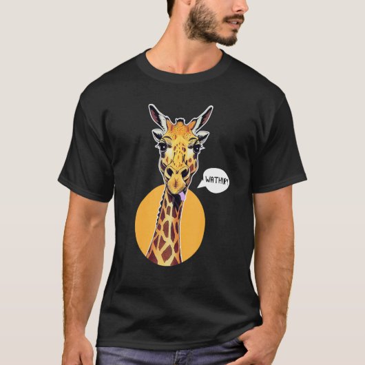 Giraffe Tongue Out What's Up Zoo Animal T-Shirt (Vorderseite)