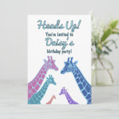 Giraffe Tower Birthday Einladung (Stehend Vorderseite)