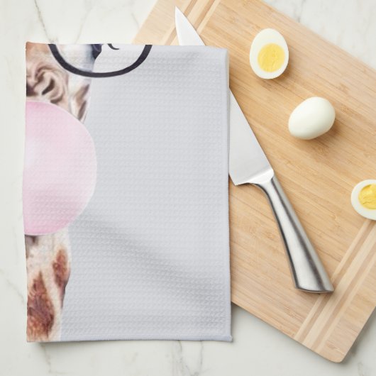 Giraffe Tragend Brillen Blasen Pink Bubble gum Geschirrtuch (Viertel Falte)